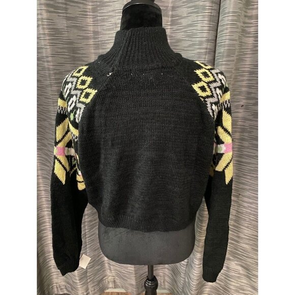 Planet Gold Junior's Sweater Black Size Small S Fair Isle Turtleneck MSRP $34 - Picture 4 of 5